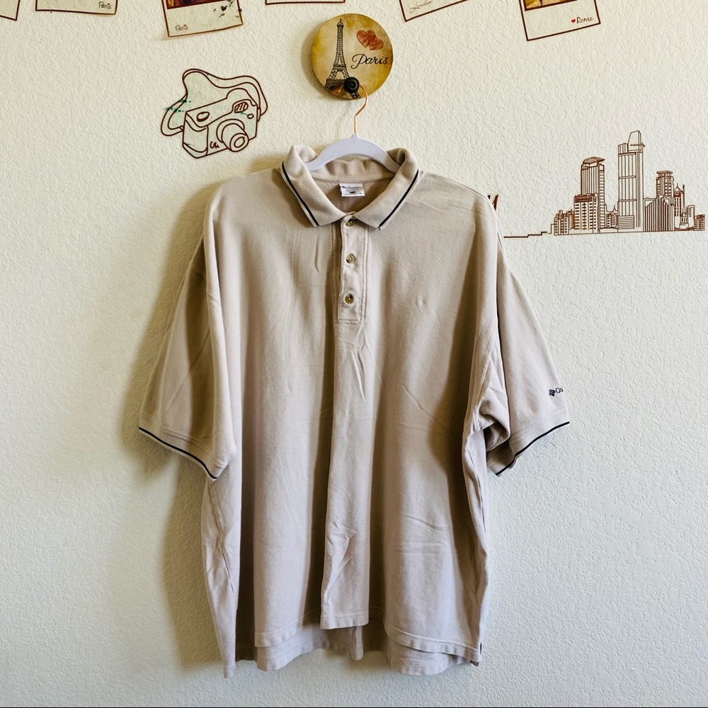 Columbia Light Brown Button up Collared Logo Detail Short Sleeve Polo Shirt XL